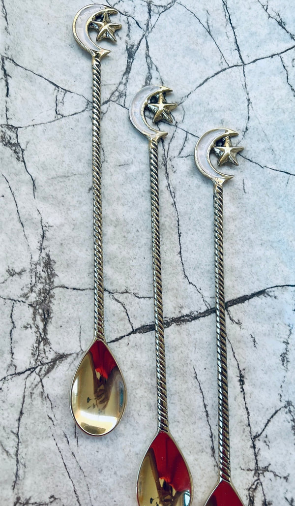 Moonshine <br> Handmade brass Bar / dessert spoon - Artoon