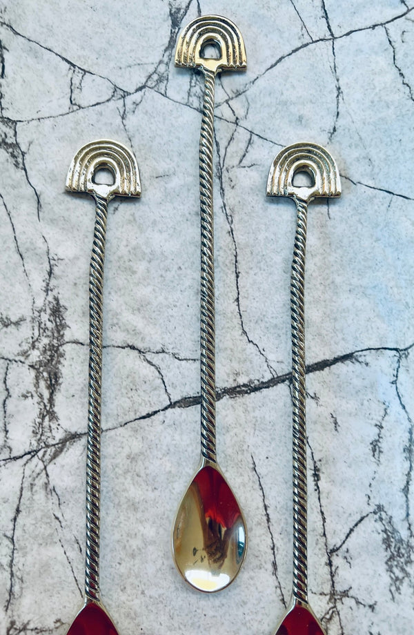 Rainbow <br> Handmade brass Bar / dessert spoon - Artoon