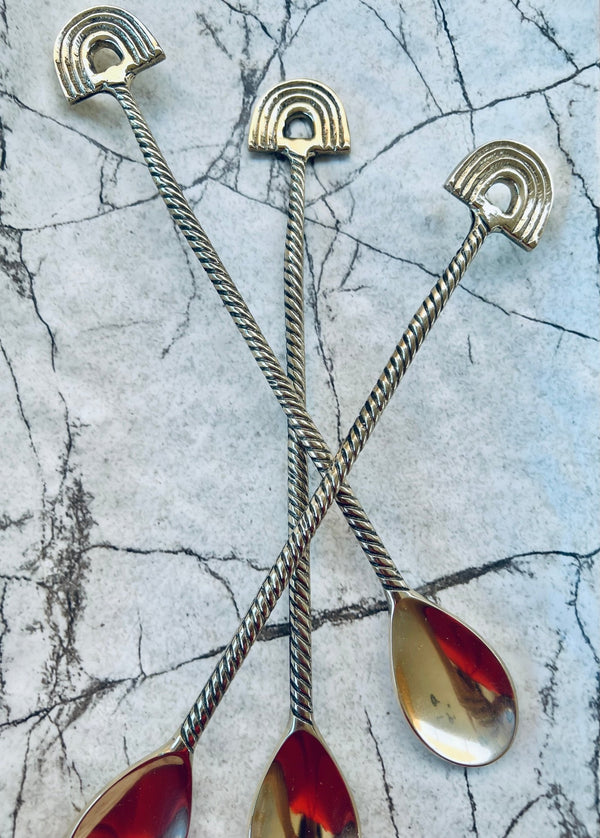 Rainbow <br> Handmade brass Bar / dessert spoon - Artoon