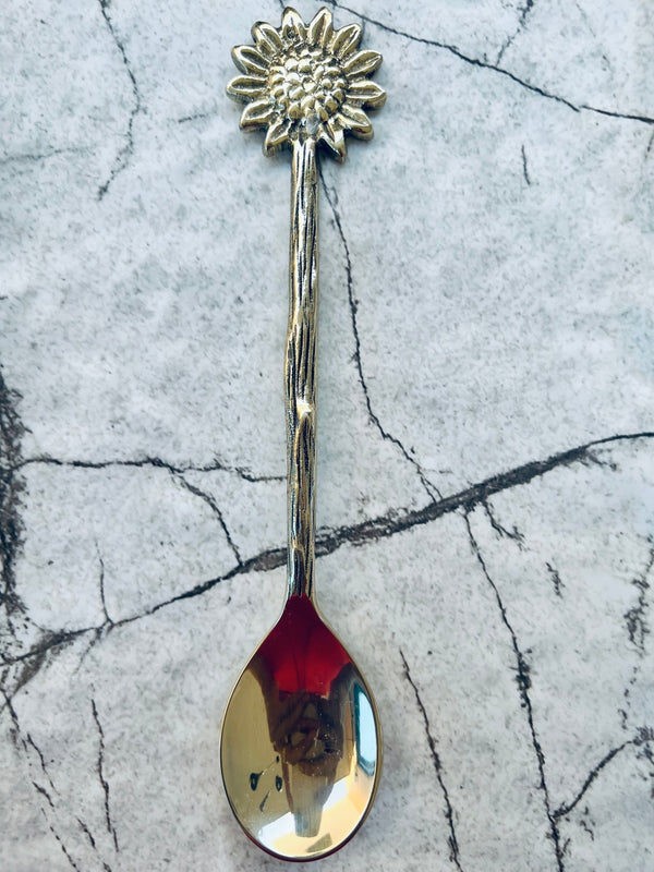 Sunflower <br> Handmade brass teaspoon - Artoon