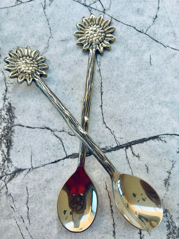 Sunflower <br> Handmade brass teaspoon - Artoon