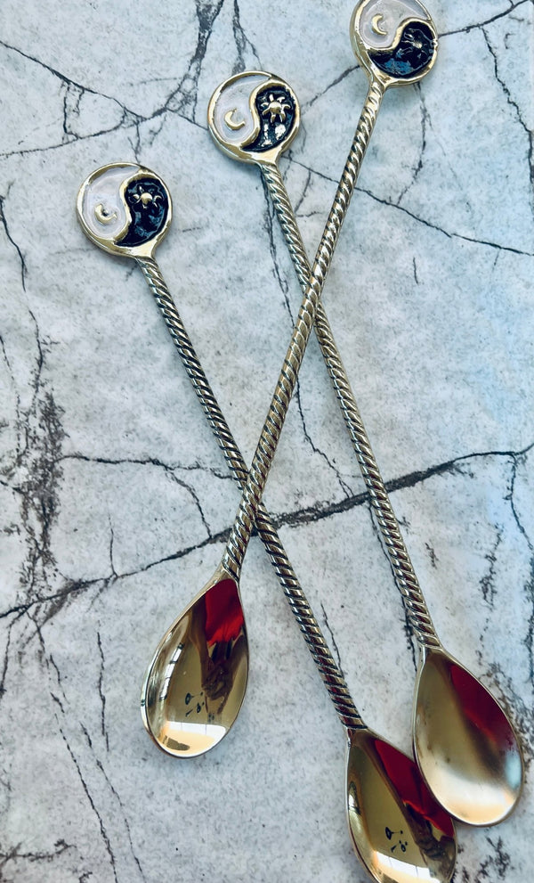 Yin Yang <br> Handmade brass Bar / dessert spoon - Artoon