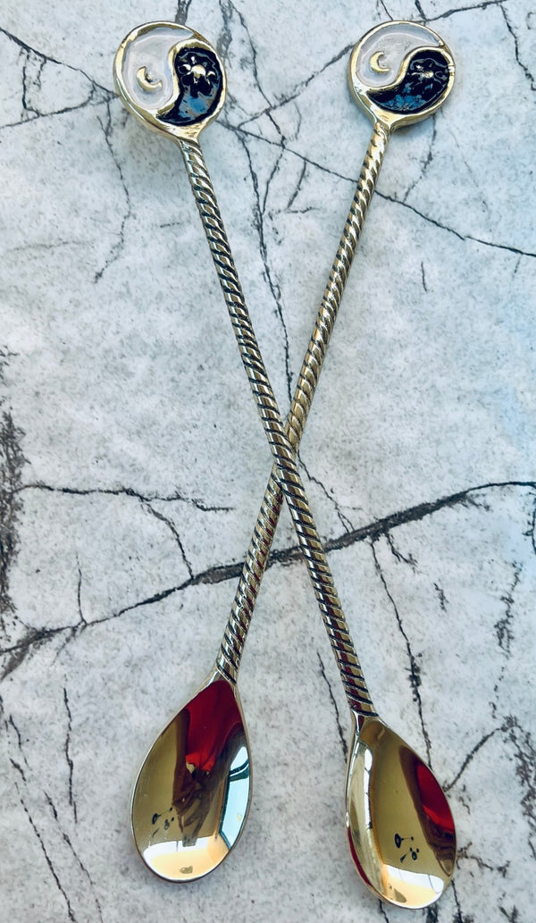 Yin Yang <br> Handmade brass Bar / dessert spoon - Artoon